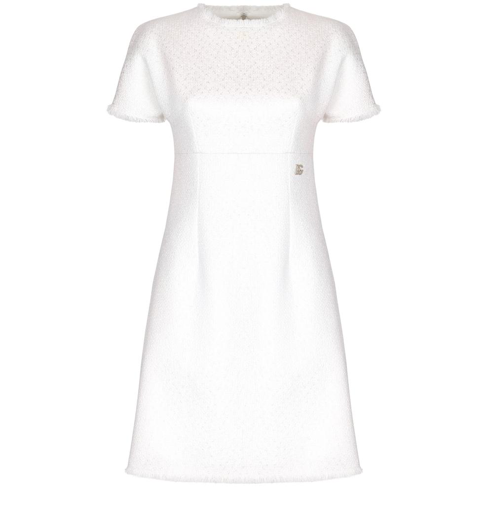 Dolce & Gabbana Raschel tweed midi dress DG logo