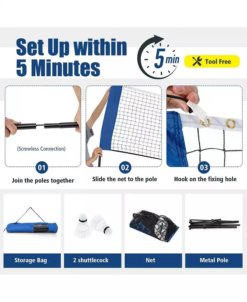 HONGGE 14 ft Adjustable Badminton Net Stand with Portable Carry Bag 3