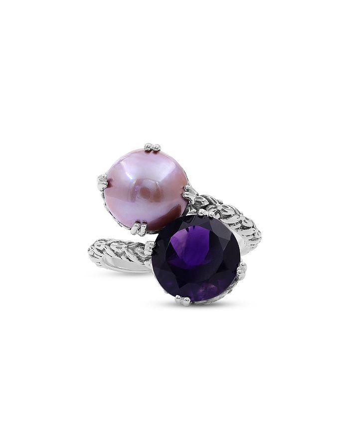 Stephen Dweck Terraquatic Cultured Freshwater Pearl & Faceted Sky Blue Topaz Ring