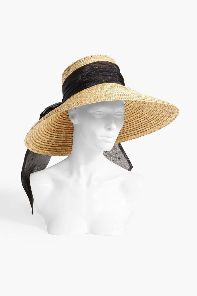 Eugenia Kim Mirabel embellished chiffon-trimmed straw sunhat