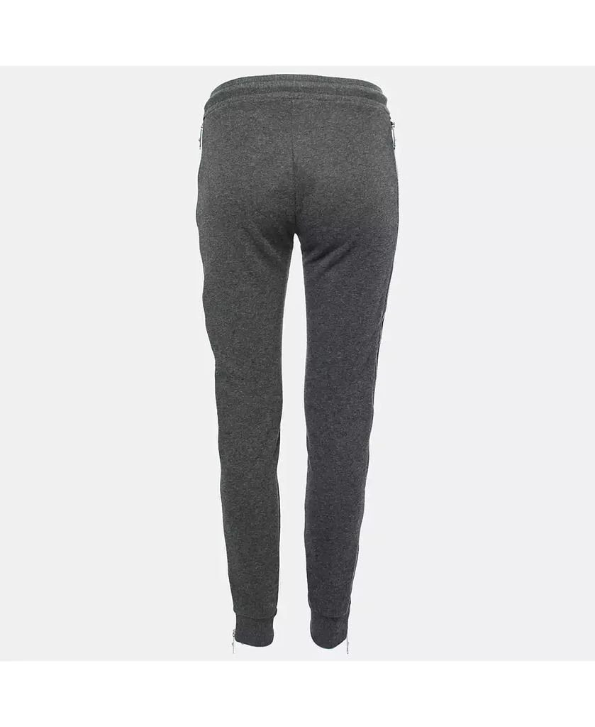 Pre-Owned Versace Women's Pre-Owned Versus Versace Grey Cotton Zip Detail Logo Tape Trimmed Joggers 4