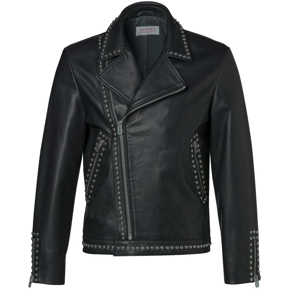 Fursac Calfskin leather jacket with studs 7