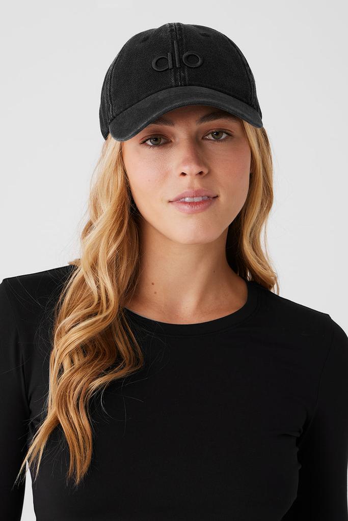 Alo Washed Off-Duty Cap - Vintage Black - Hats - Free Shipping