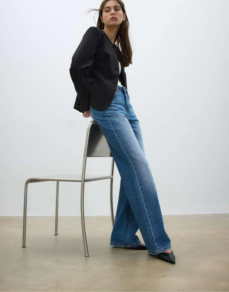 Stradivarius Stradivarius Collarless blazer in black 2