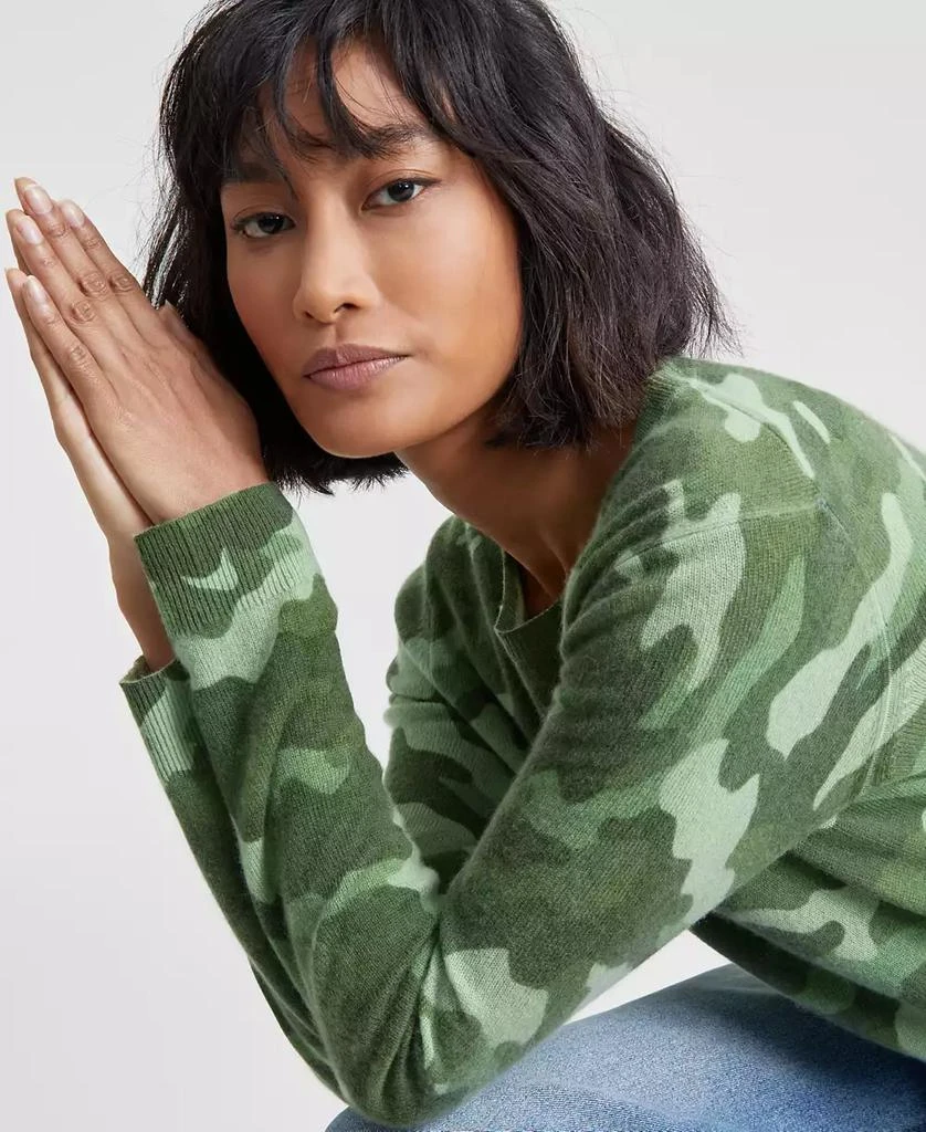Charter Club Women's 100% Cashmere Camo-Print Crewneck Sweater, Created for Macy's 3