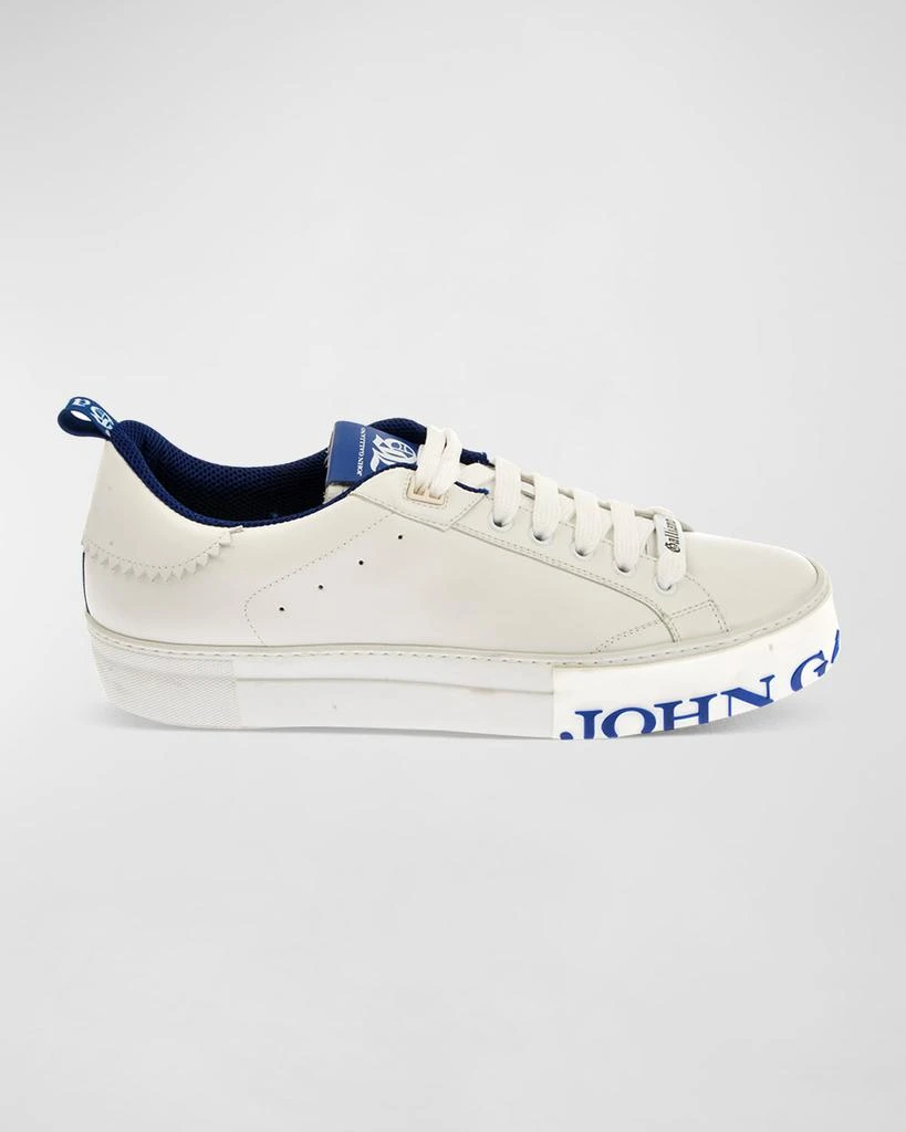 John Galliano Paris Men's Logo Sole Low-Top Leather Sneakers 1