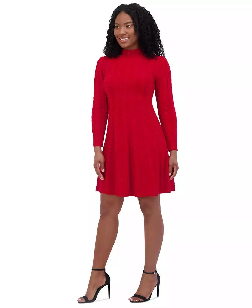 Jessica Howard Petite Mock-Neck Cable-Knit Sweater Dress 2
