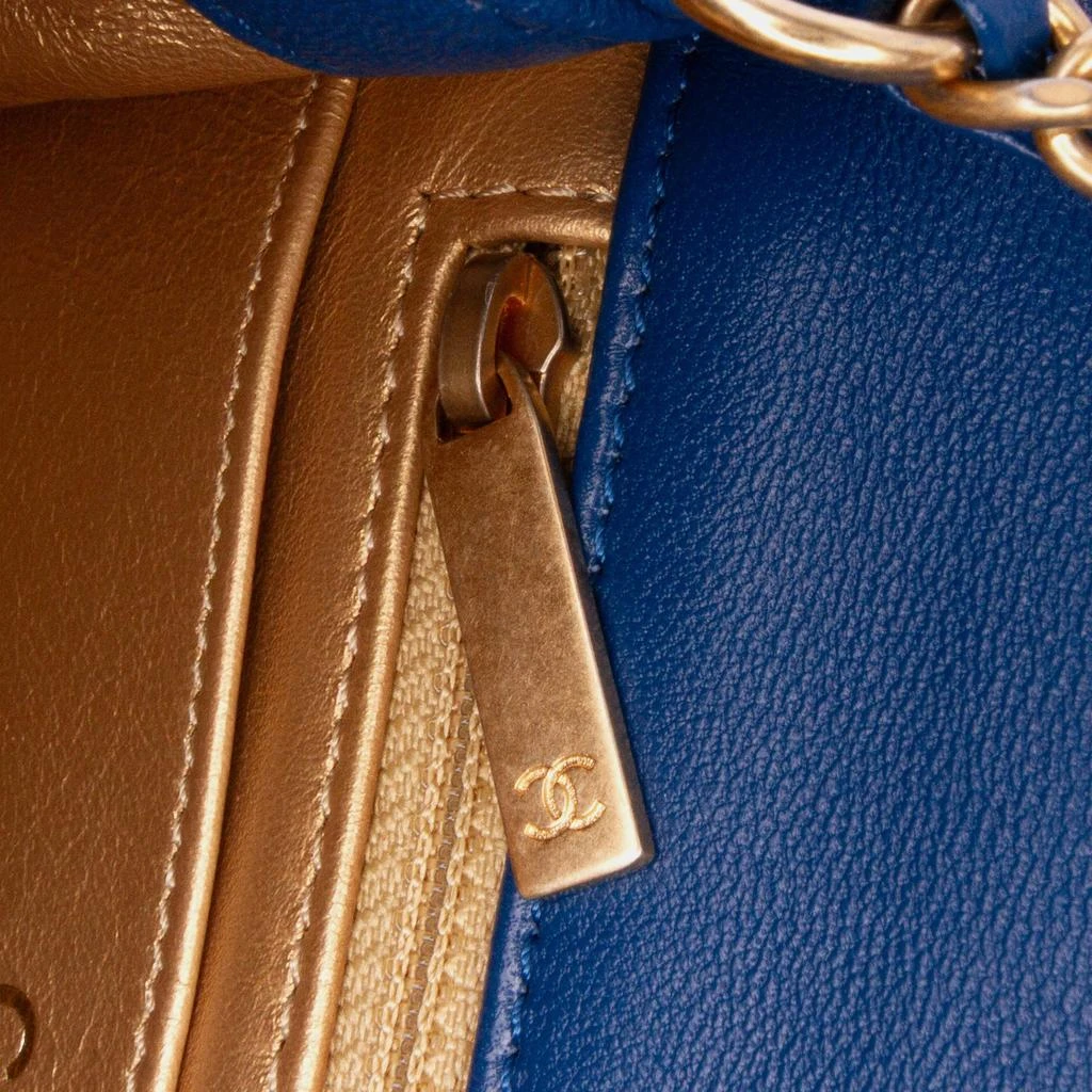 Chanel Chanel Blue Mini Square Classic Lambskin Pearl Crush Single Flap Bag 8