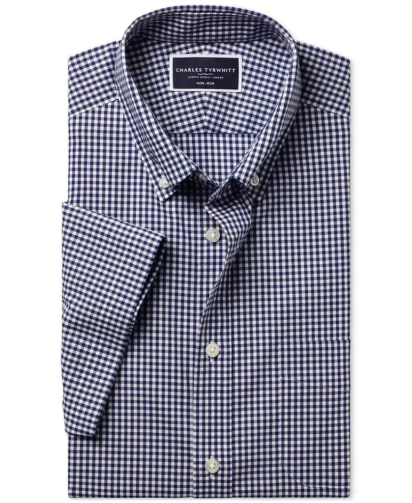 Charles Tyrwhitt Men's Slim Fit Short Sleeve Wrinkle-Resistant Button-Down Shirt 5