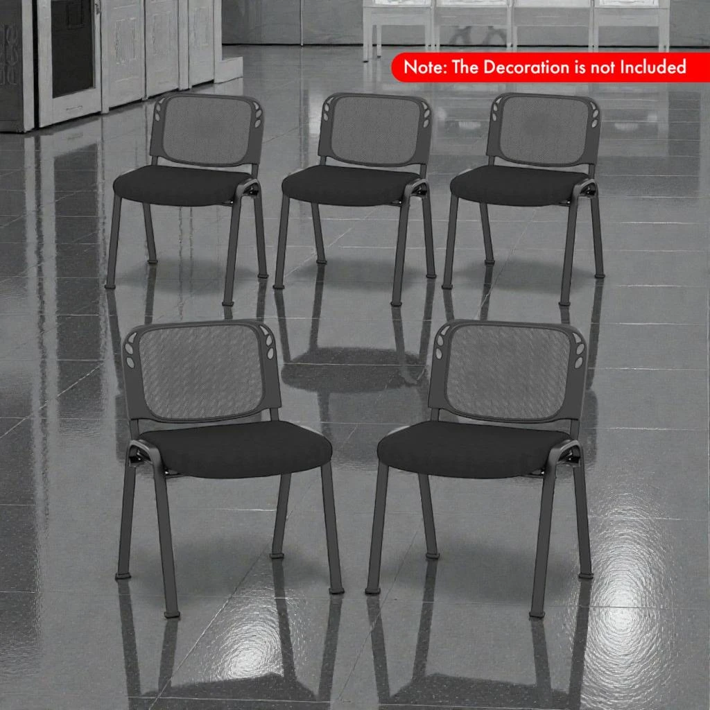 Hivvago Set of 5 Ergonomic Mesh-Back Guest Chairs, Stackable for Easy Storage 2