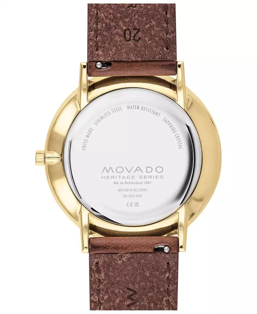 Movado Men's Heritage Tan Genuine Leather Strap Watch 40mm 3