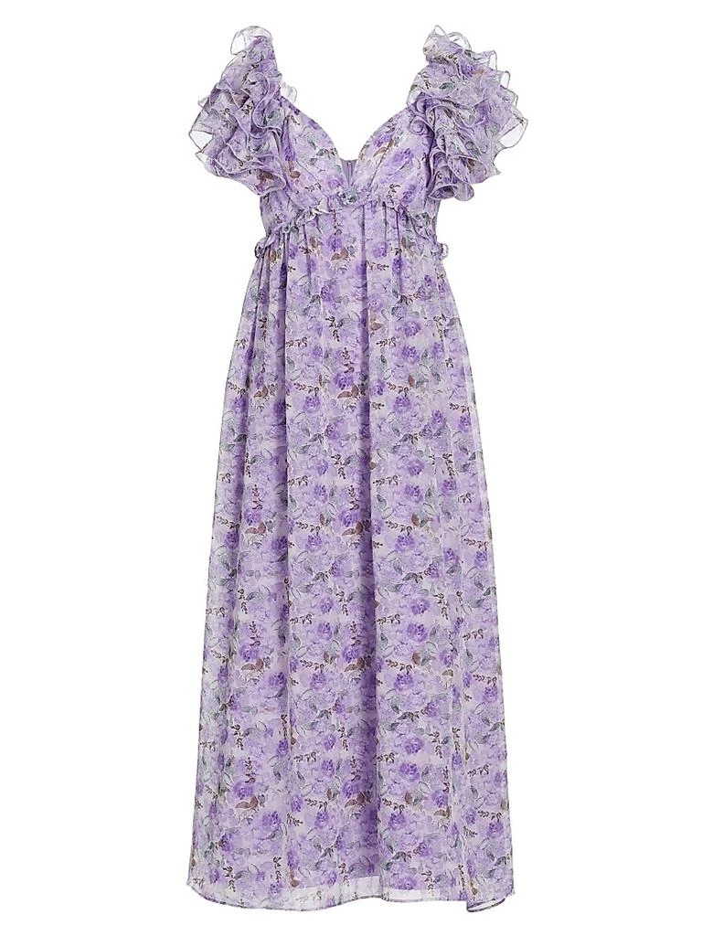 fitted lace wedding dress Ozias Halter Semi Sheer Knit Maxi Dress / Deep Purple | Meshki main image 0