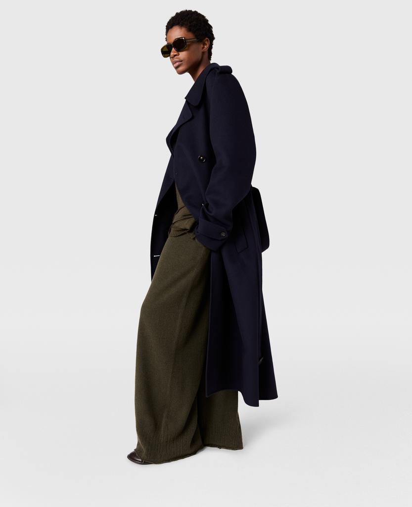 Stella McCartney Stella McCartney - Double-Breasted Belted Trench Coat, Woman, Ink, Size: 36