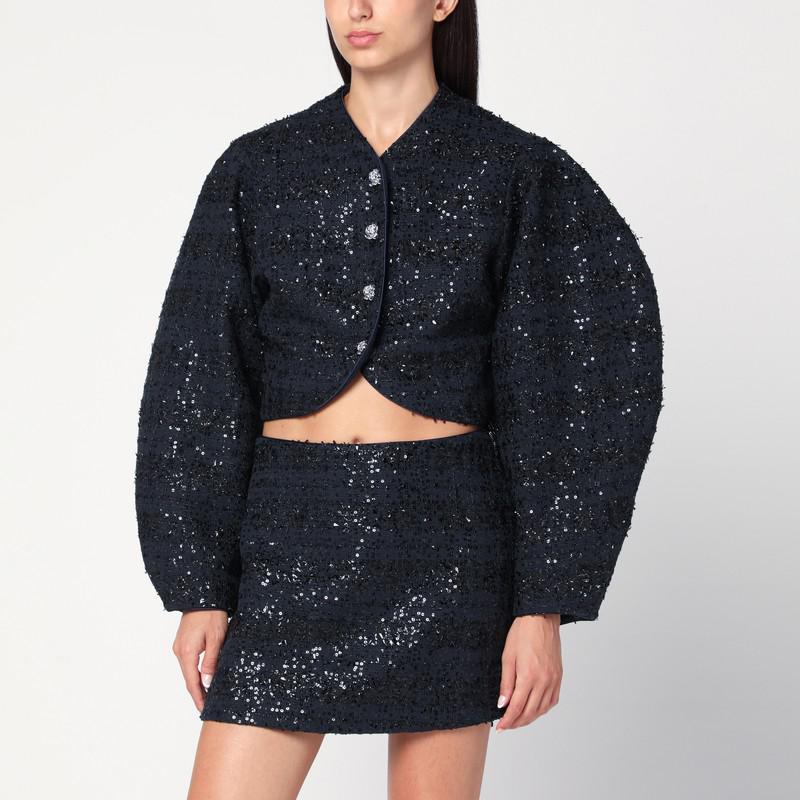 ROTATE Birger Christensen Navy blue Bouclé jacket with sequins