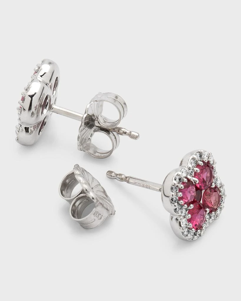 Neiman Marcus Diamonds 18K Ruby and Diamond Flower Stud Earrings, 1.60tcw, 0.4"L / 0.4"W 4