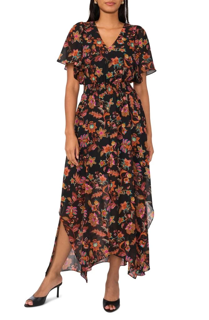 knee length dresses for ladies Multicoloured & halogen blue Floral Maxi Dress