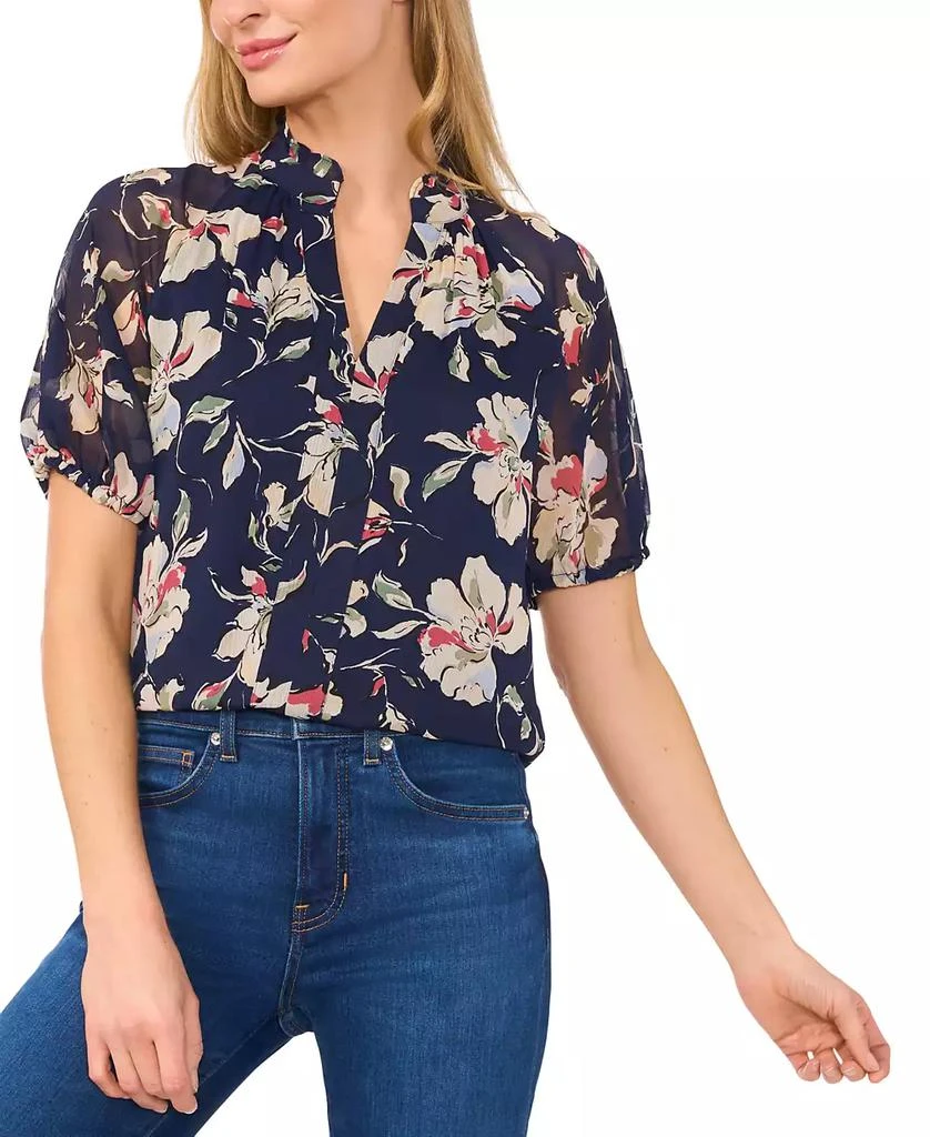 CeCe Women's Ruffled-Neck Raglan Puff-Sleeve Blouse 1