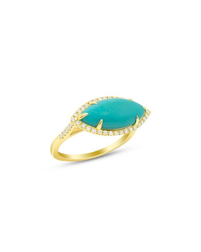 Meira T 14K Yellow Gold Turquoise
Diamond Marquis Halo Ring