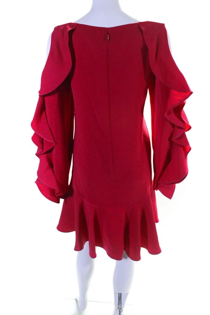 Adeam Womens Long Sleeve Ruffle Dress Fuchsia 3