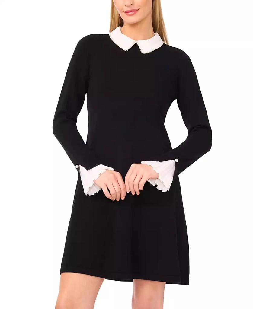 CeCe Women's Woven Collar Sweater Dress 2