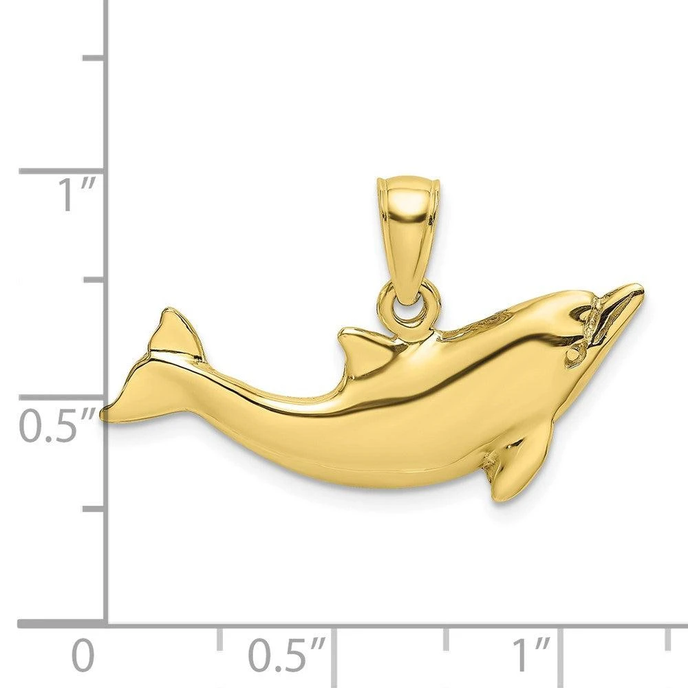 Diamond2Deal 10k Yellow Gold 2-D Polished Dolphin Charm Pendant 3