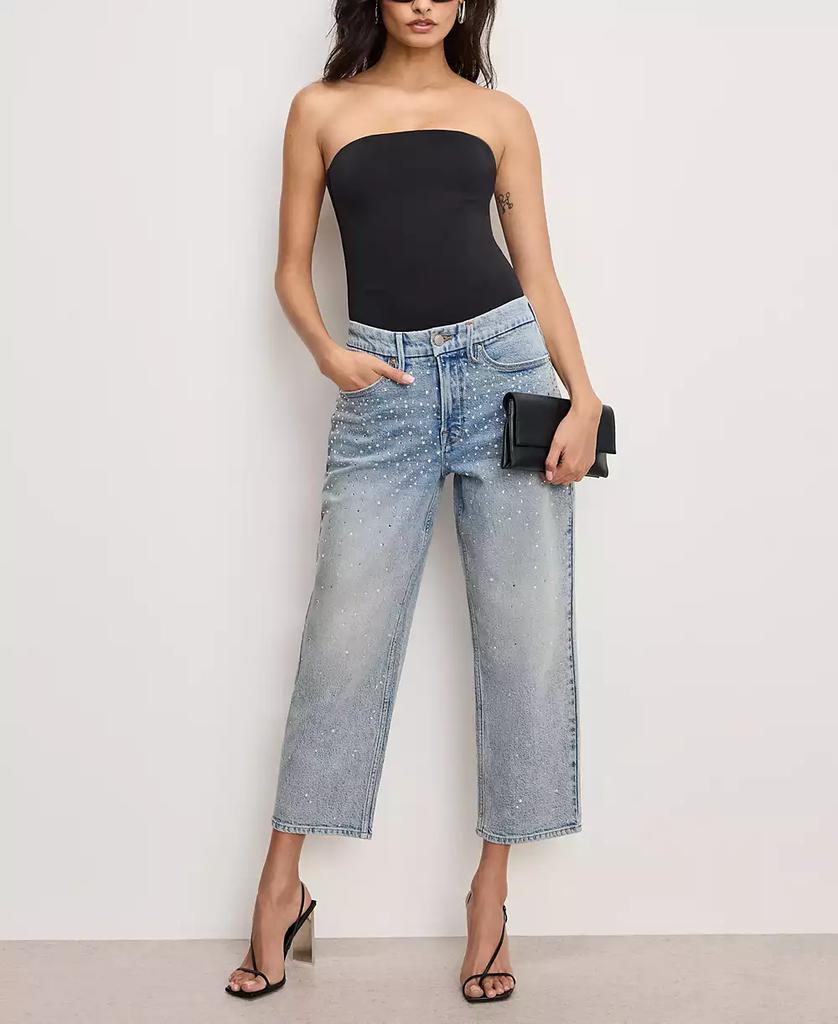 Good American Women's Crystal Stars Good 90s Cropped Jeans