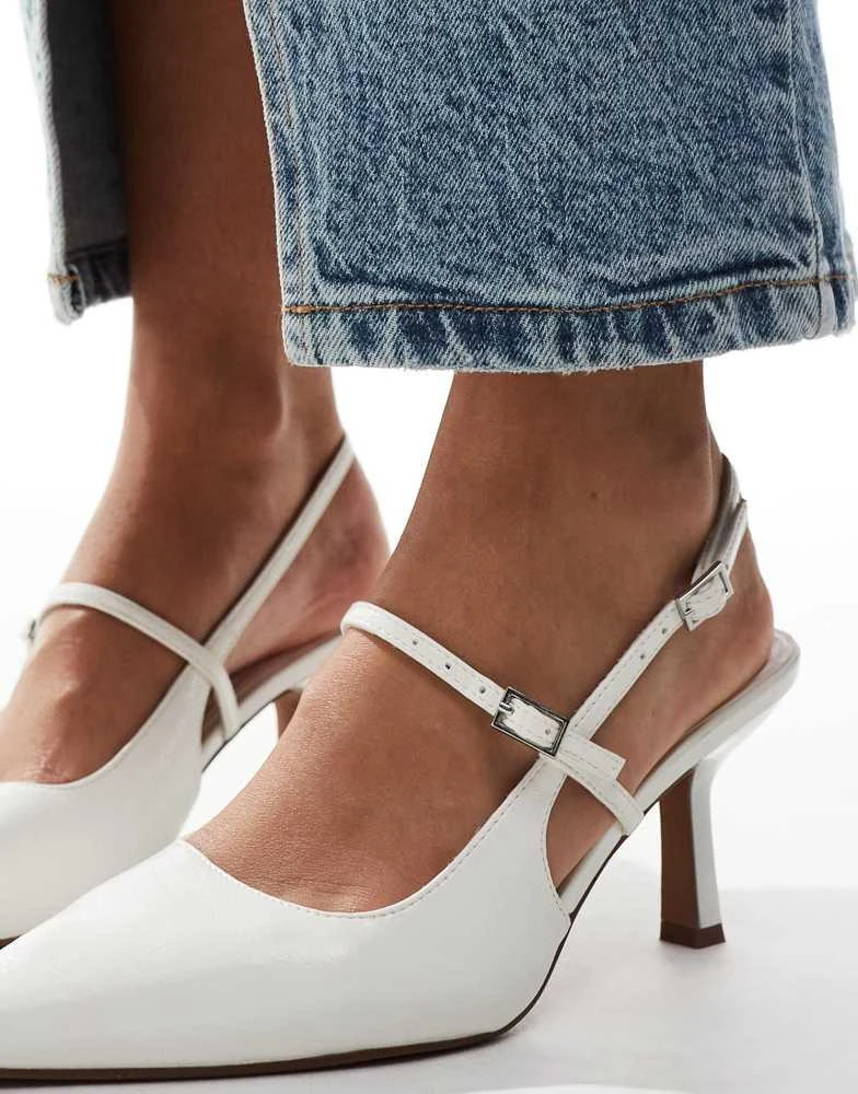 ASOS ASOS DESIGN Swipe mary-jane mid heeled shoes in white 2