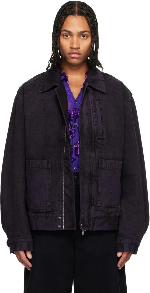 Dries Van Noten Purple Patch Pocket Denim Jacket 1