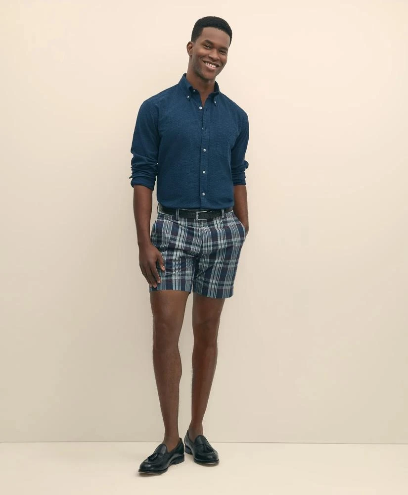 Brooks Brothers 7" Cotton Seersucker Plaid Shorts