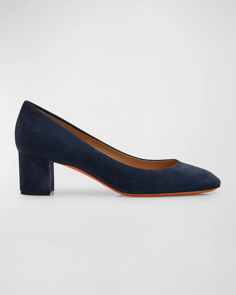 Santoni Suede Block-Heel Pumps 1