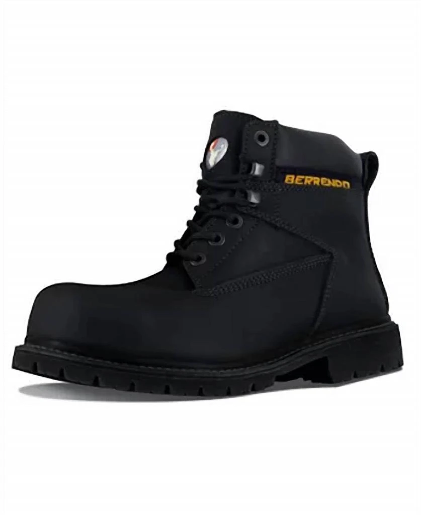 Berrendo 6” Steel Toe Work Boots In Black 1