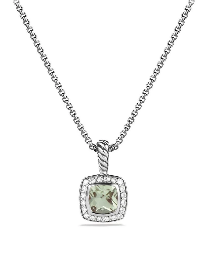 David Yurman Petite Albion® Pendant Necklace in Sterling Silver with Prasiolite and Diamonds, 7mm 1