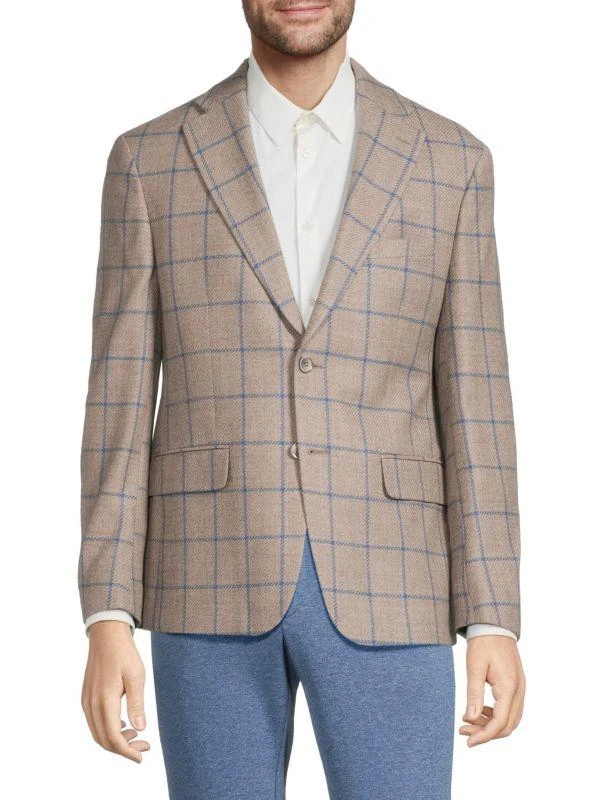 Tallia Plaid Wool Blend Slim-Fit Blazer 1