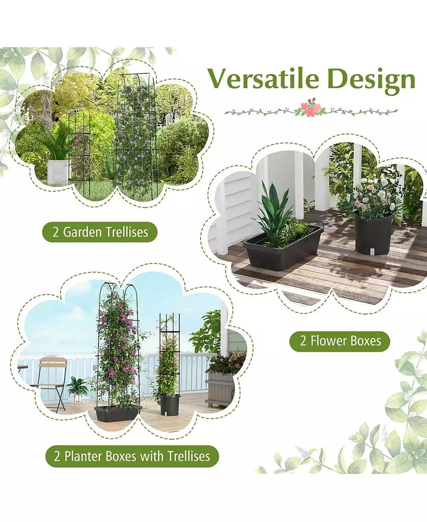 SUGIFT 2 Pack Garden Planters with Trellis Cucumber Trellis Tomato Cage 6