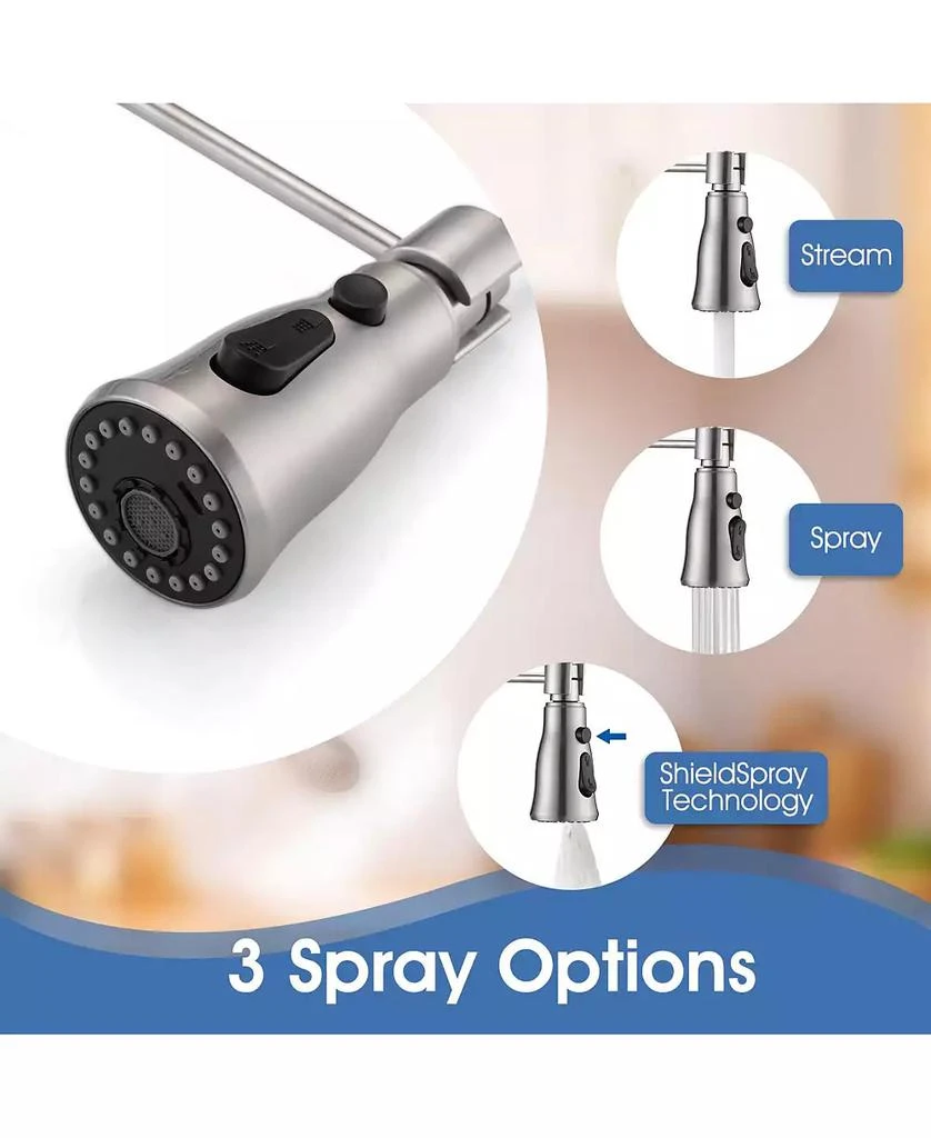 Flynama 3 Functions Wall Mounted Bridge Kitchen Faucet 8