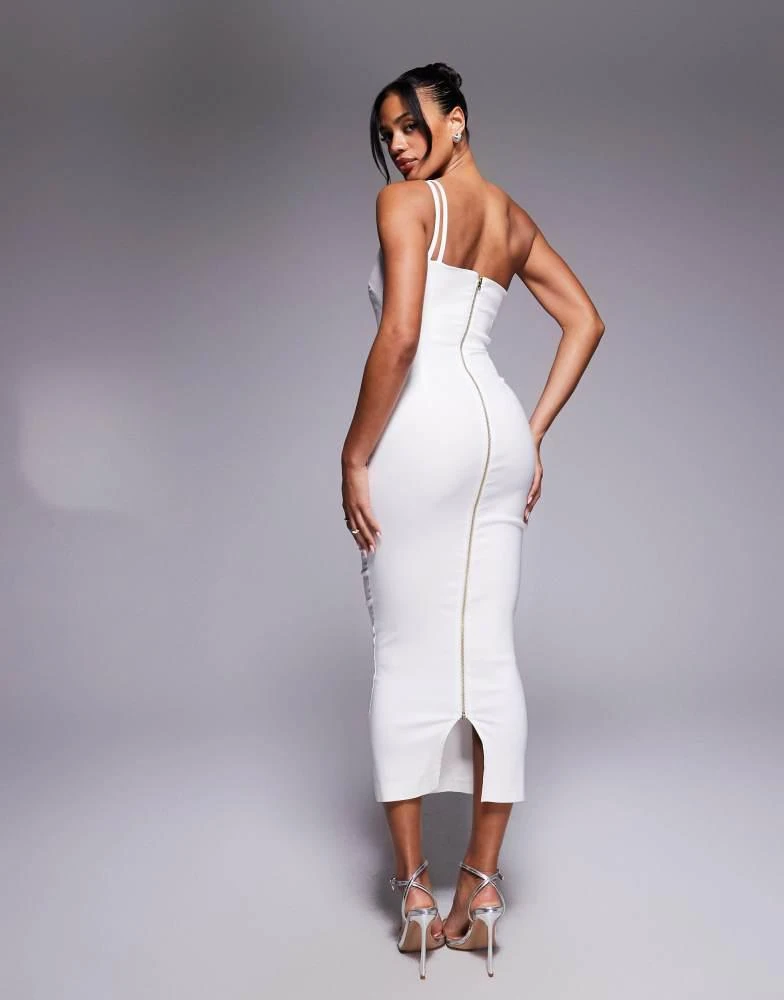 strapless open back dress White One Shoulder Square Neck Mirror-Cut Sequins Prom Dress with Slit –  Modsele main image 1