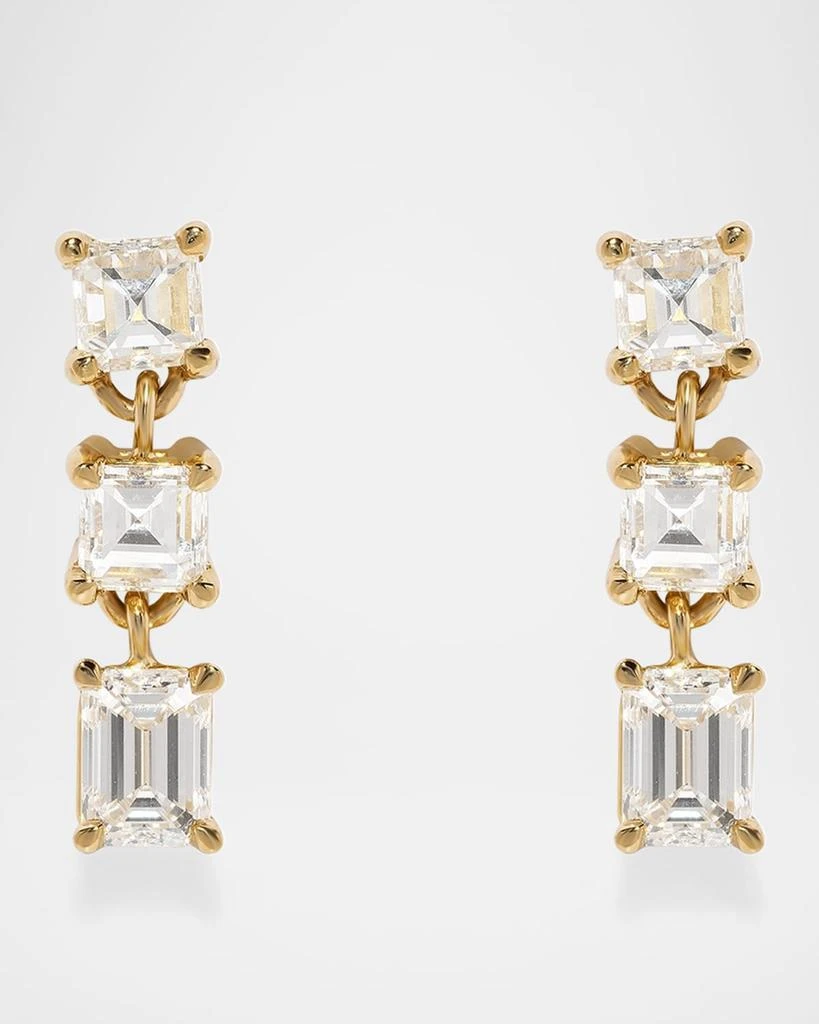 Azlee 18K Yellow Gold Illusion Carre Diamond Earrings 1