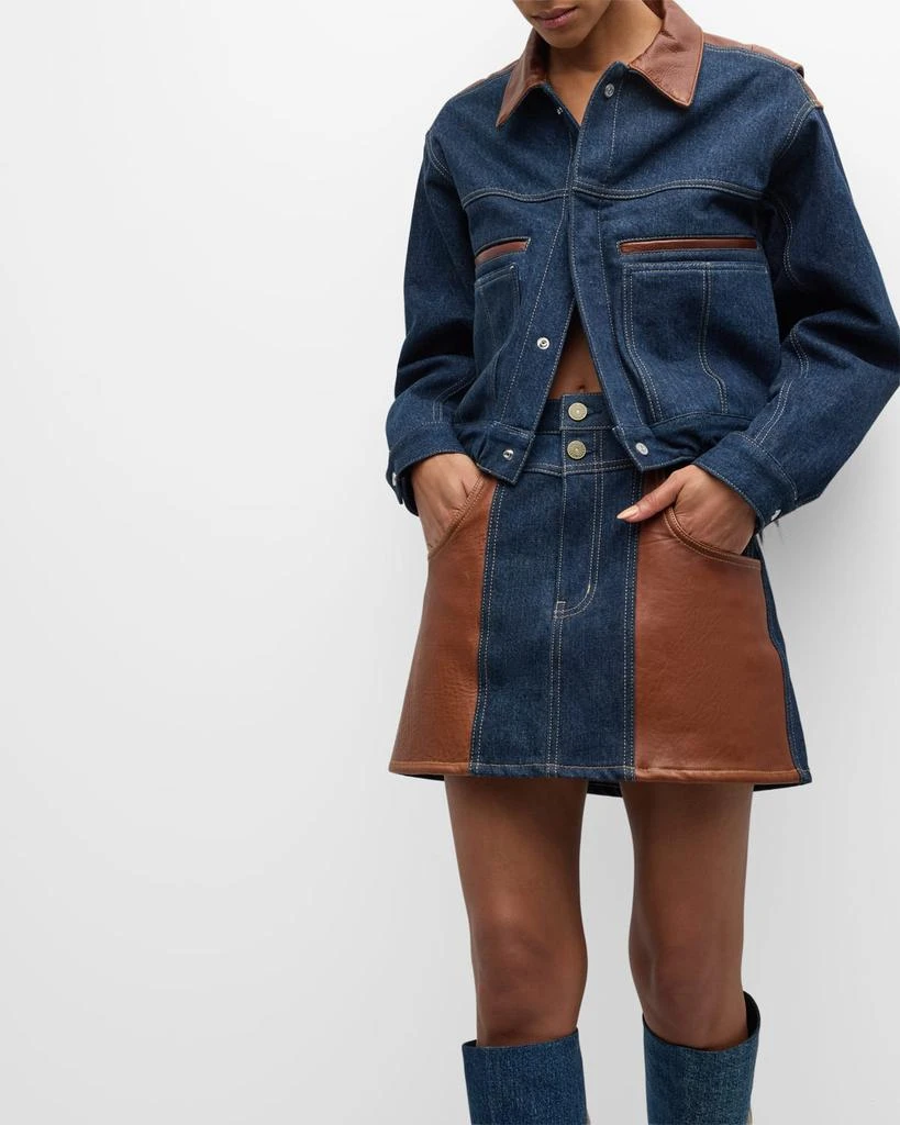FRAME Atelier Denim and Leather Bomber Jacket 7
