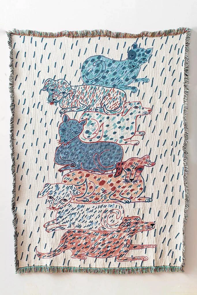 Olivia Wendel Textiles Olivia Wendel Sprinkled Cat and Dogs Blanket