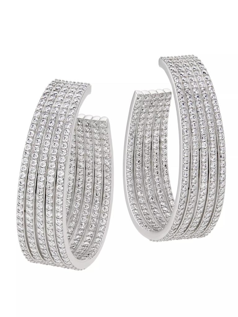 Adriana Orsini Feliz Rhodium-Plated & Cubic Zirconia Multi-Row Hoop Earrings