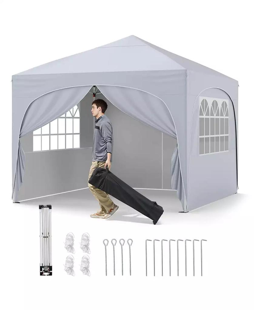 Mecale 10 X 10 FT Pop up Canopy Tent with 4 Removable Sidewall