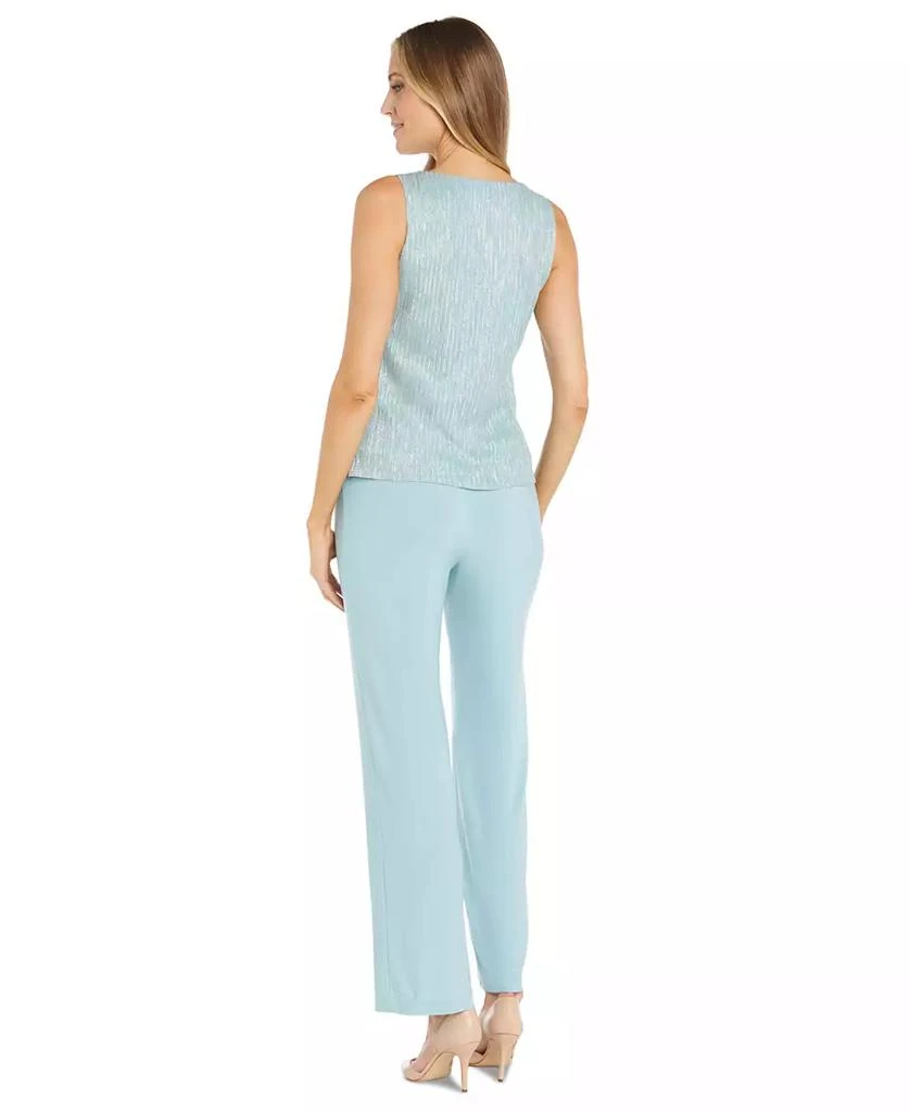 R & M Richards Women's Metallic Jacket, Necklace Top & Pants Set 4