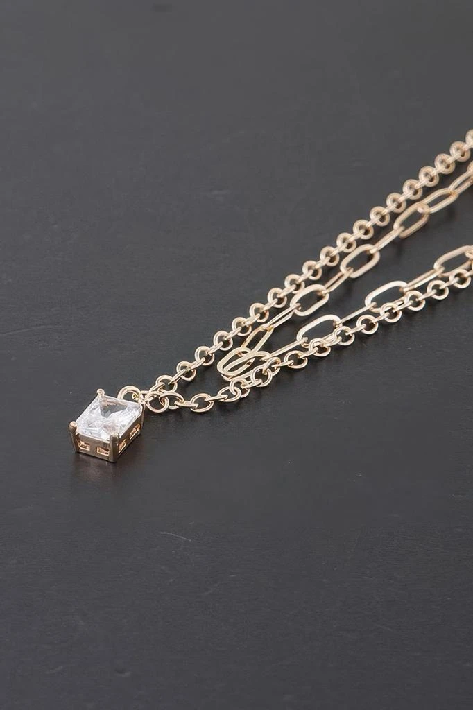 TRUEDAMES Double Cubic Crystal Chain Necklace 2