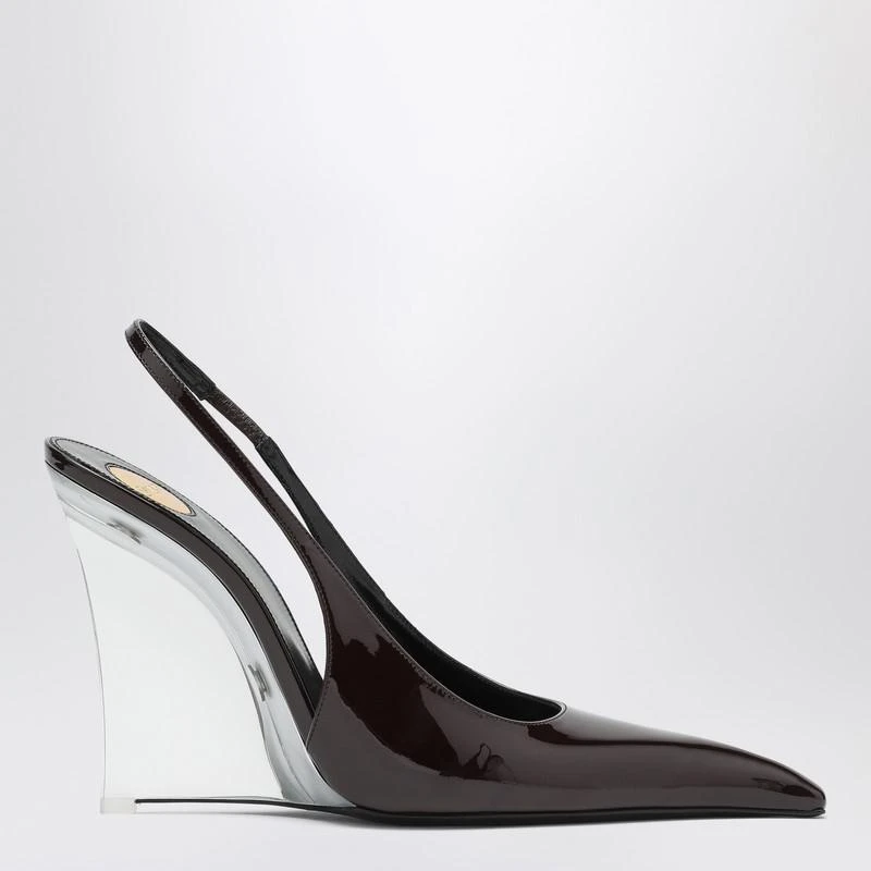 Yves Saint Laurent Brown shiny leather wedges 1