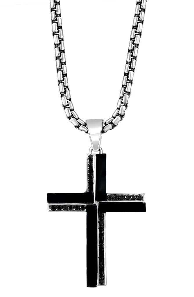 Effy Men's Sterling Silver Onyx Cross Pendant Necklace 2