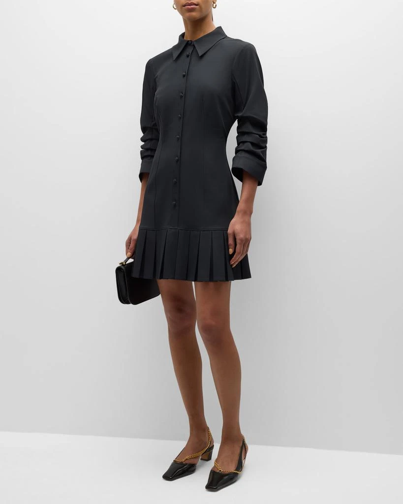 Cinq a Sept Lucilla Topstitched Pleated-Hem Mini Shirtdress 2