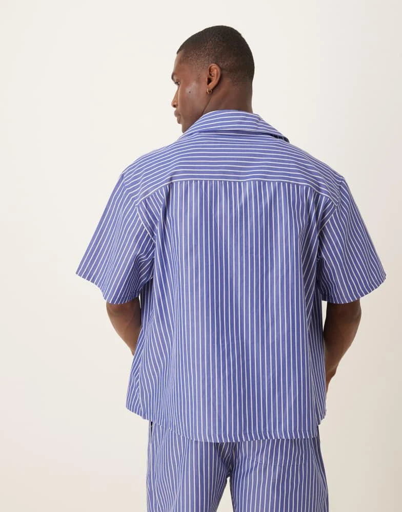 ASOS ASOS DESIGN co-ord boxy oversized revere stripe shirt in blue 2