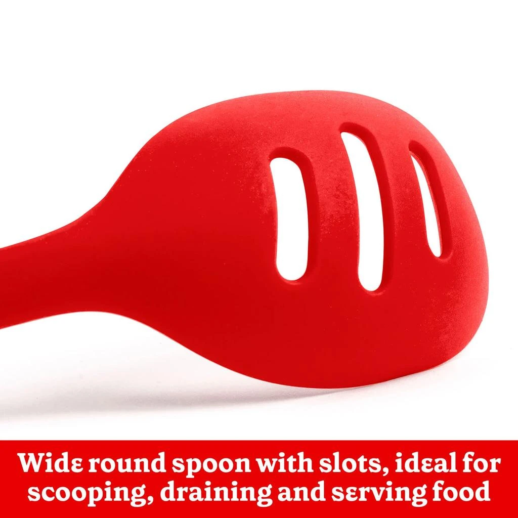 Betty Crocker Silicone 13 Inch Slotted Spoon, Red 2