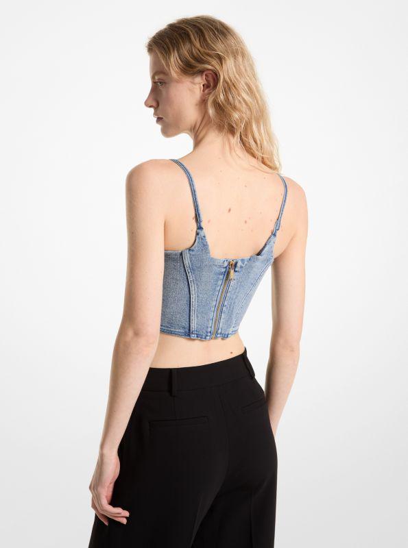 Michael Kors Stretch Denim Bustier Top