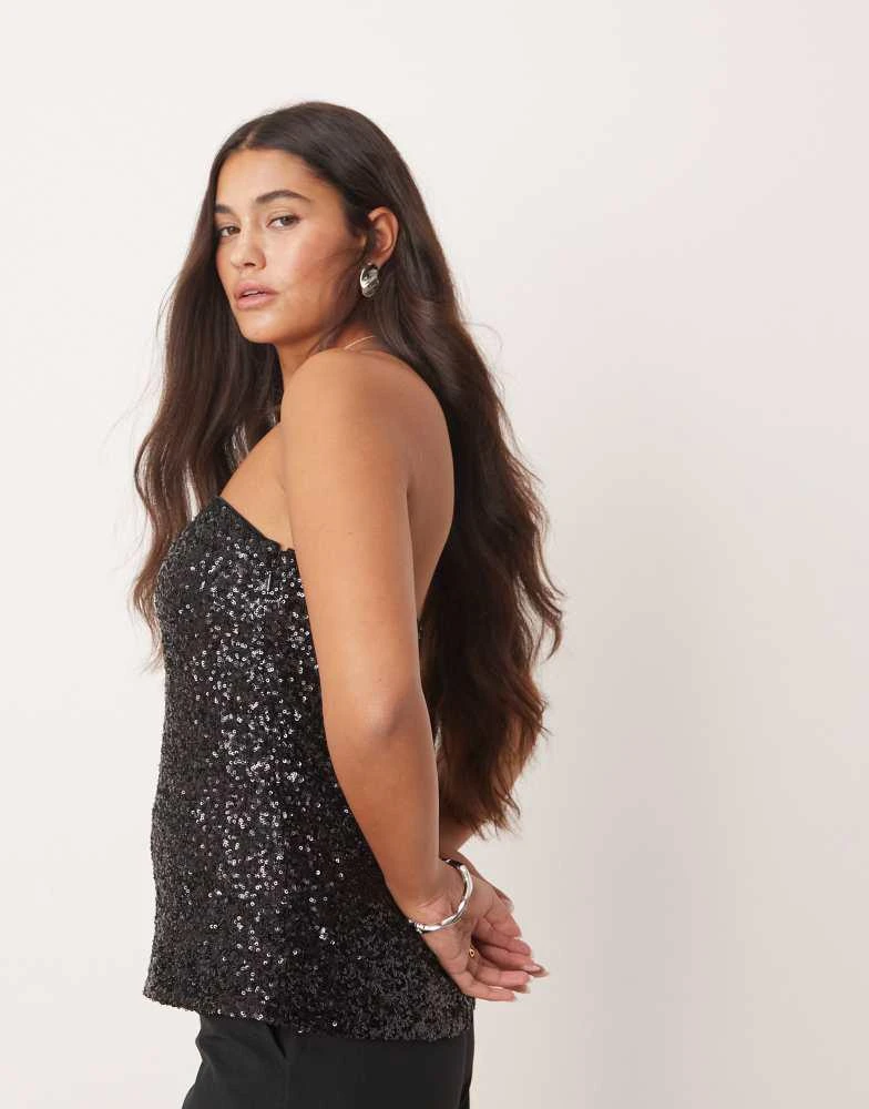 Abercrombie & Fitch Abercrombie & Fitch strapless longline sequin tube top in black 4